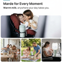 Compact baby bottle warmer arranged with travel feeding accessories