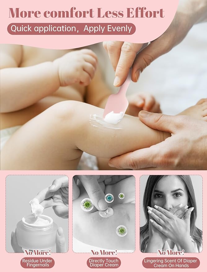 Silicone baby butt spatula for mess-free diaper cream application
