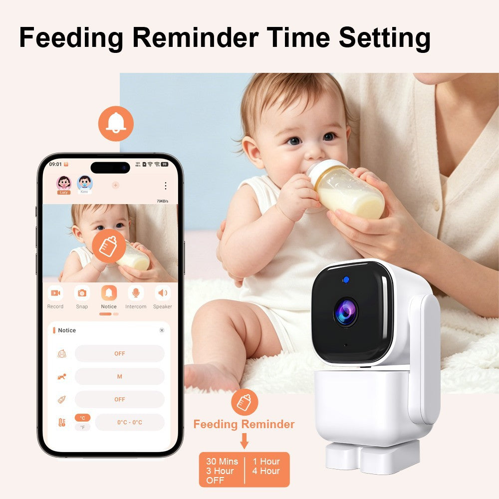 Smartphone displaying a live nursery camera view through a compatible monitoring application.