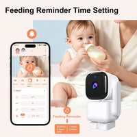 Smartphone displaying a live nursery camera view through a compatible monitoring application.