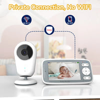 Baby camera positioned safely away from a crib in a softly decorated nursery.