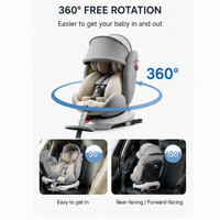 Baby car seat with adjustable sun canopy
