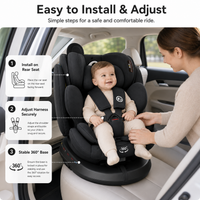 Baby car seat with padded harness and central buckle