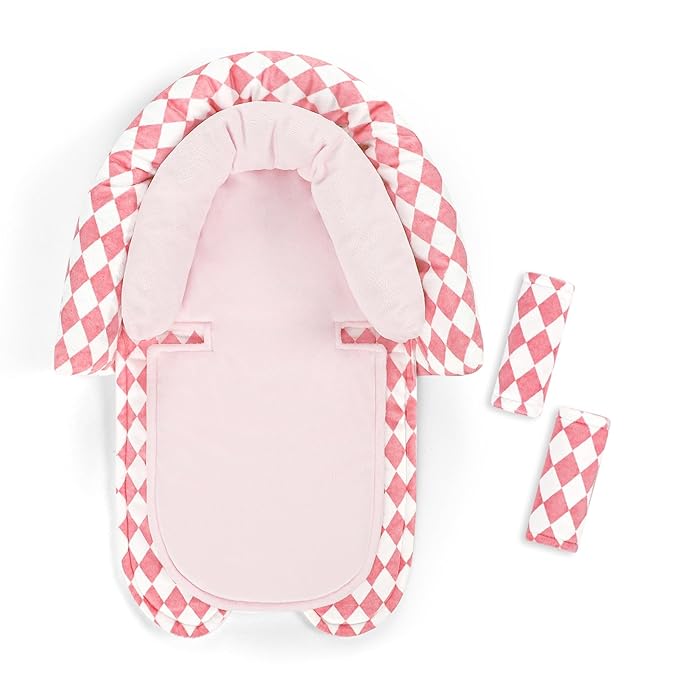 Baby Car Seat Head Support for Newborn - Front View with Adjustable Strap Pads