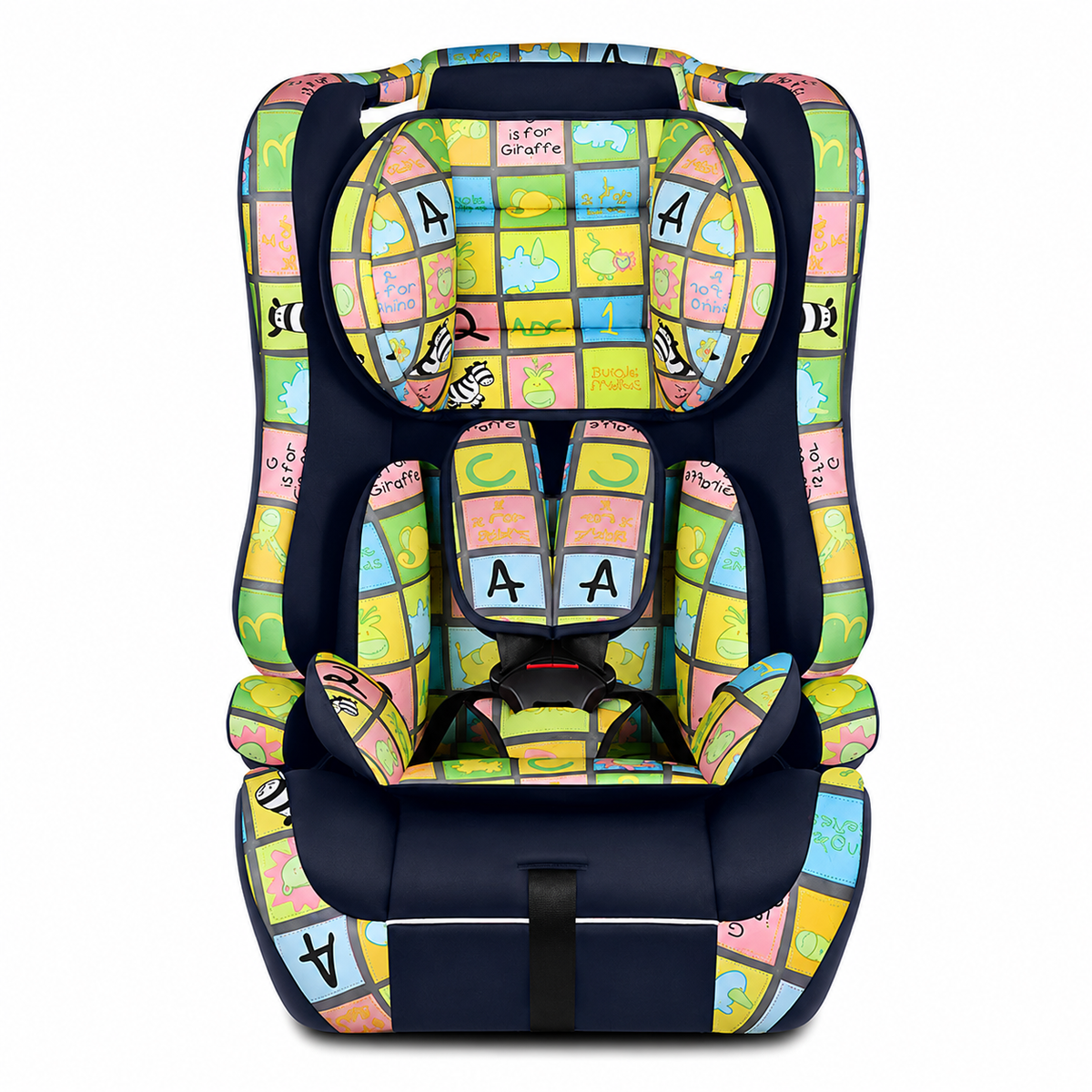 Baby car seat with deep padded side support cushions