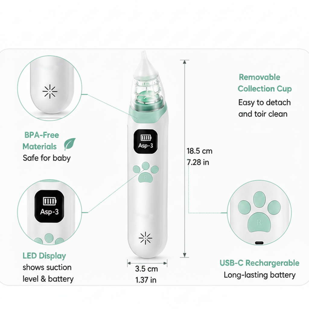 Baby nose cleaner with included accessories