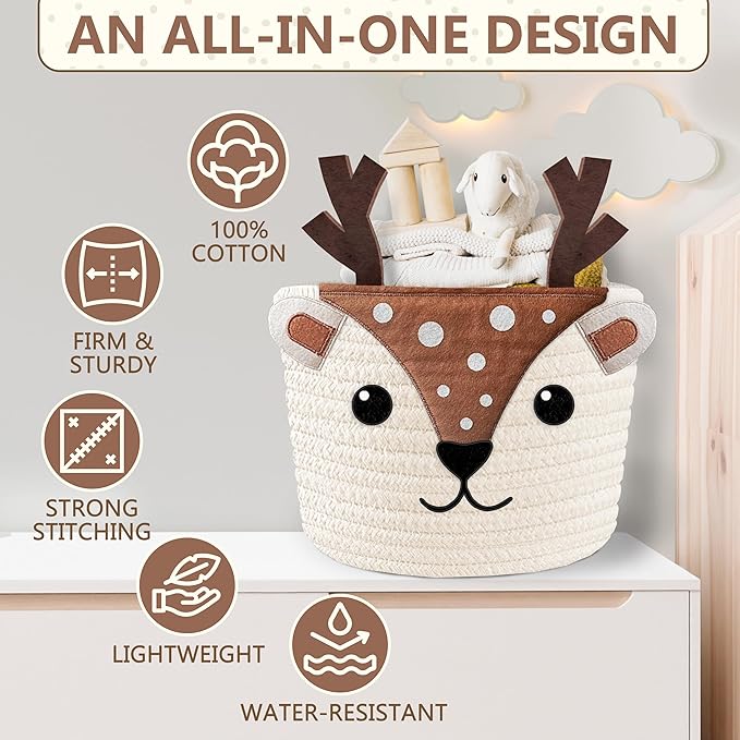 Baby clothes storage basket made of durable cotton rope
