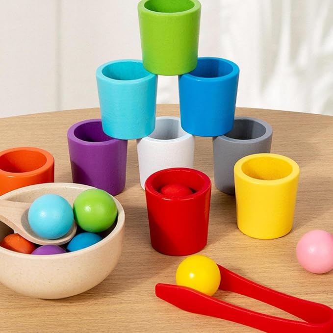 Baby color matching game toy with cups and balls