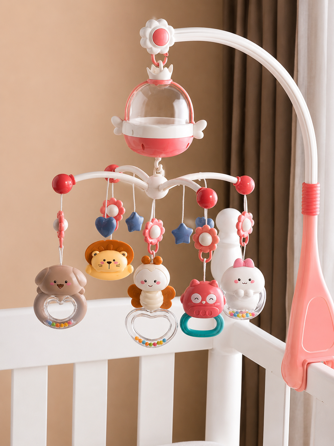 Blue baby crib mobile with 150 melodies and projector