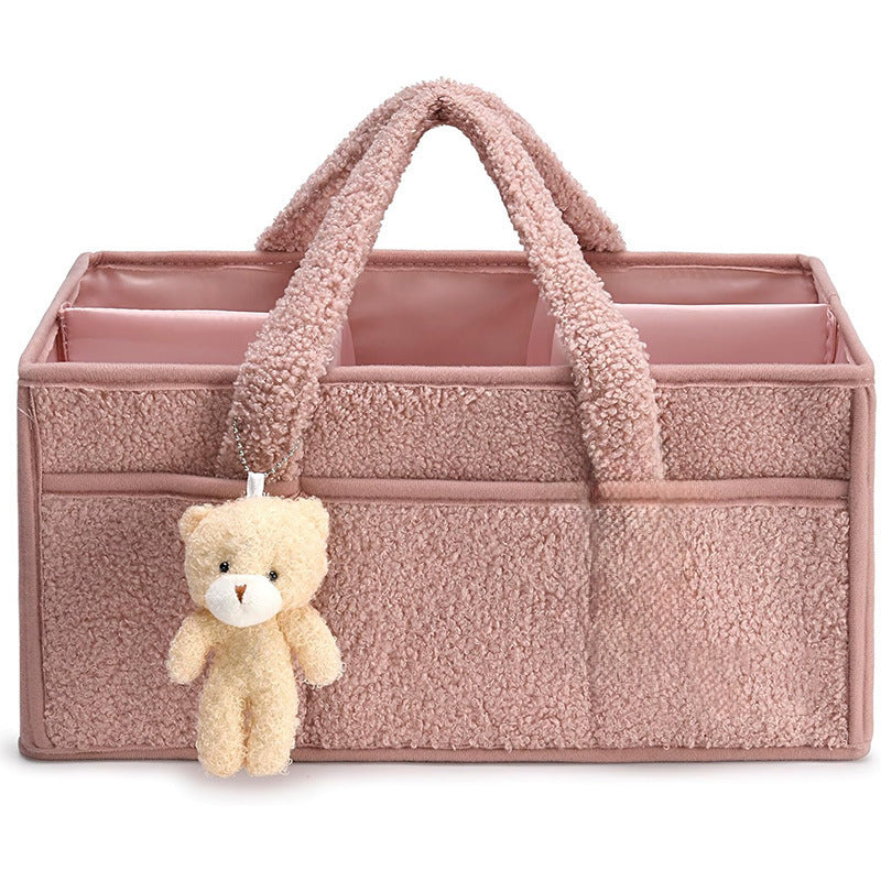 Baby diaper caddy organizer with sturdy handle and compartments