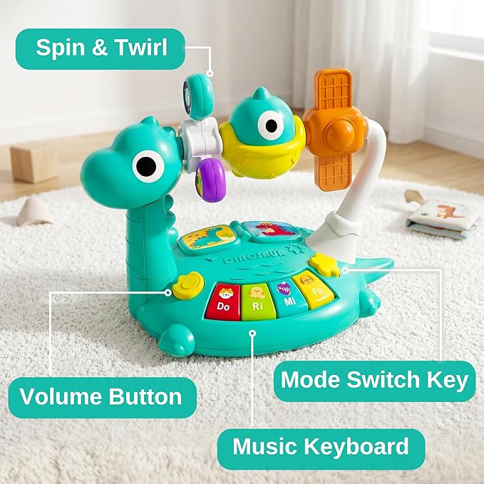 Baby dinosaur musical piano toy with light and sound for infants