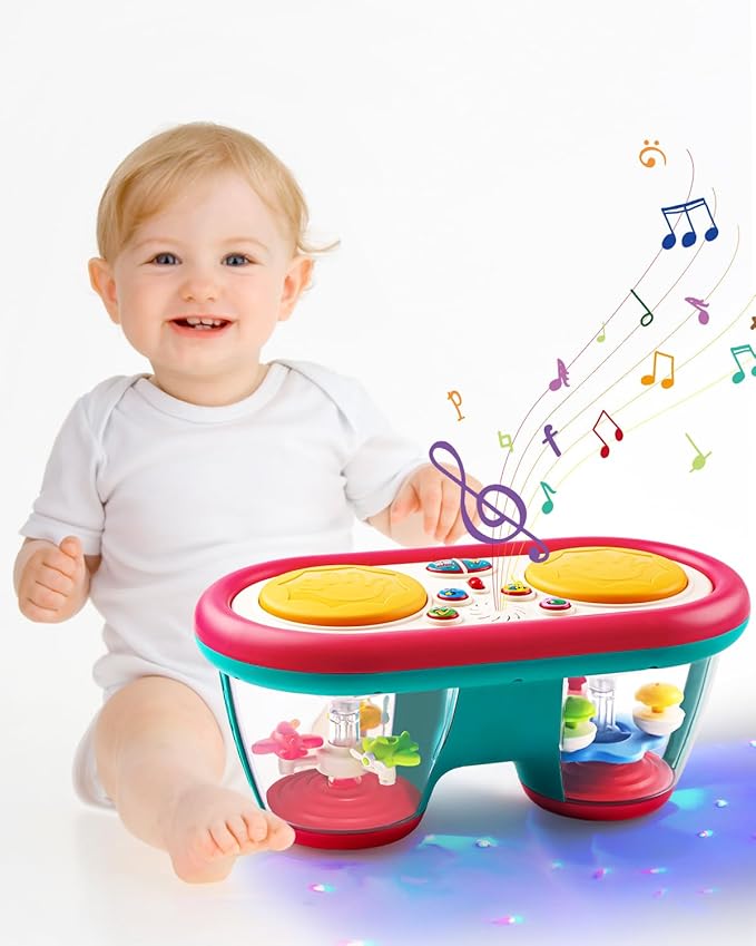 Baby drum musical toy blue with rotating light up play