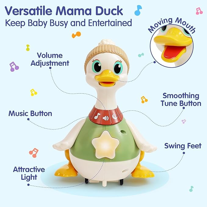 Baby duck toy gift for 1 year old musical crawling toy for infants