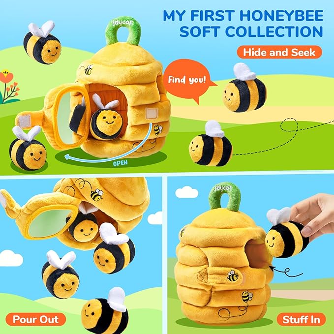 Baby Easter basket toy with 5 sensory bees for early learning