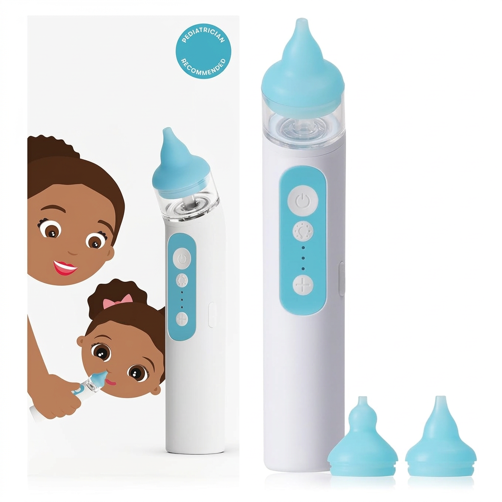 Electric nasal aspirator for babies and toddlers with adjustable suction levels