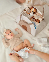 Cotton rope baby essentials organizer basket with compartments