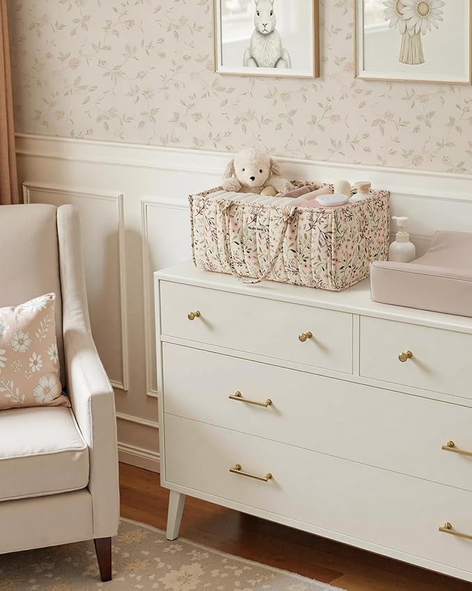 Baby floral storage caddy with multiple compartments