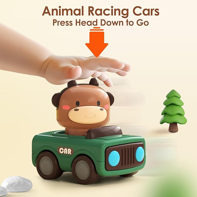 Baby friction car toy animal racing vehicle set