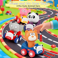 Baby friction car toy animal racing vehicle set
