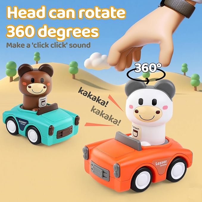 baby friction car toy animal vehicle set for 1 year old