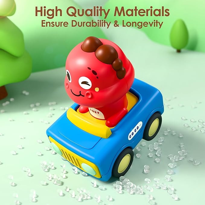 baby friction dino car toy animal racing vehicle set