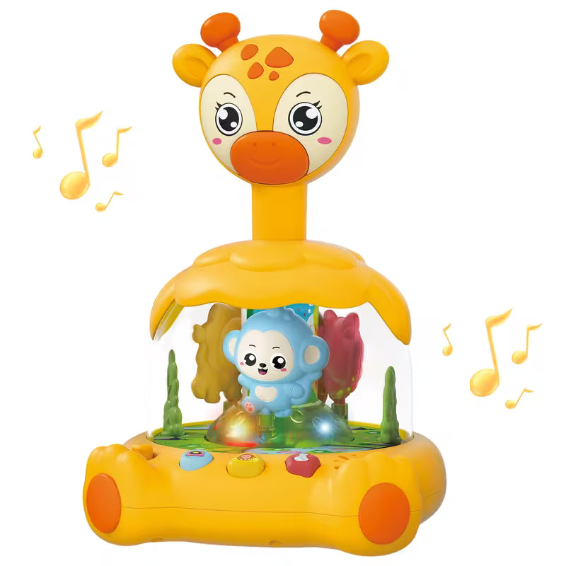 Baby girl toys 12 months press and spin giraffe light up musical toy