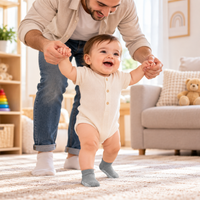 Baby grip socks suitable for supervised first-step practice indoors