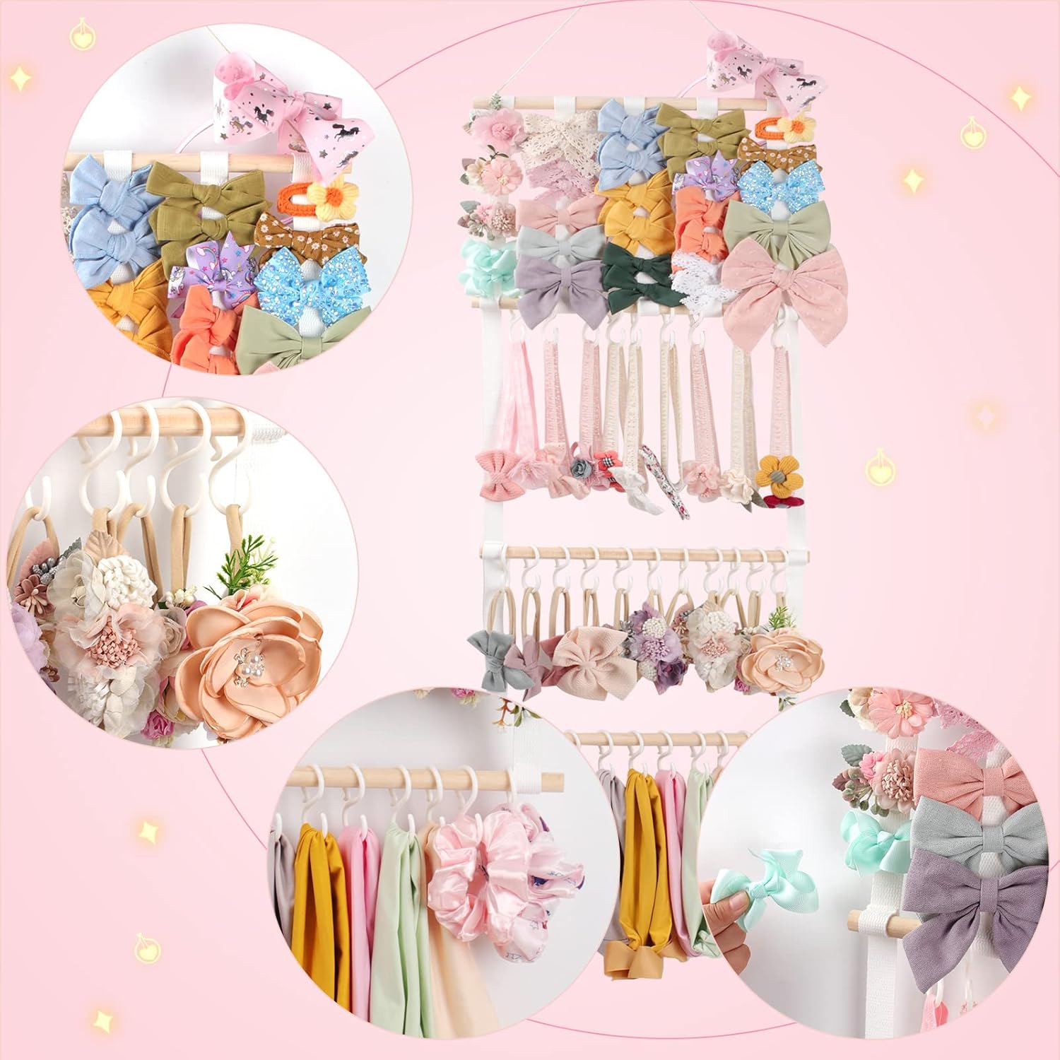 Baby Hair Accessories Organizer for Headbands and Bows Wall Storage