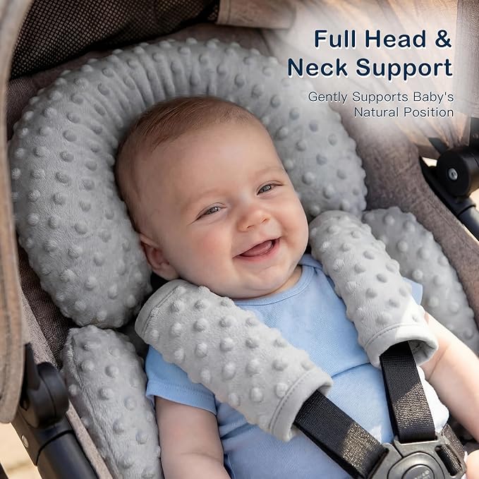 Baby Comfortably Supported with Car Seat Head Neck Body Support Insert, Soft Minky Fabric