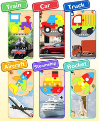 Baby Learning Toy – Montessori Vehicle Puzzles for Toddlers Ages 1-4