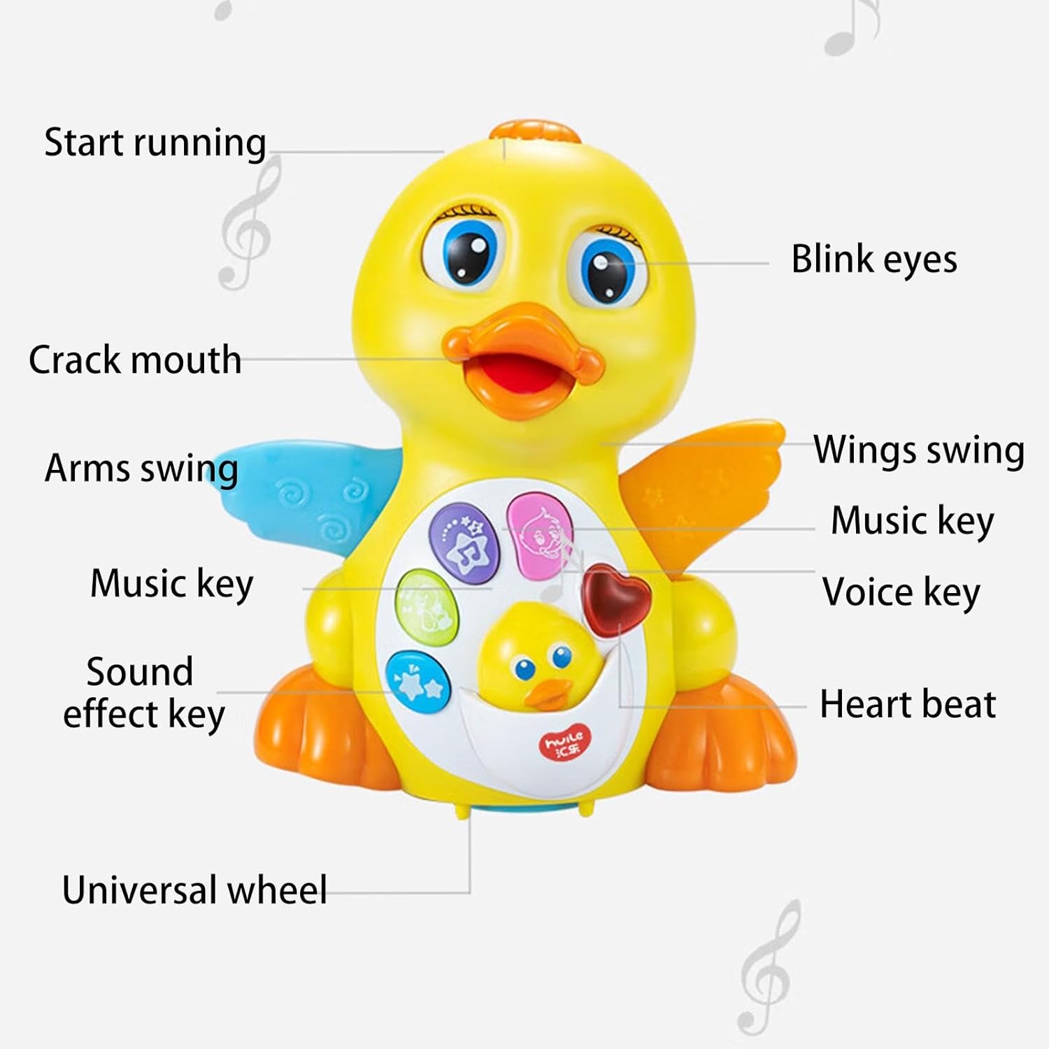 Baby light up learning duck toy for sensory development