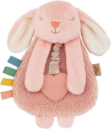 Baby Lovey Plush Toy With Teether Pink Bunny