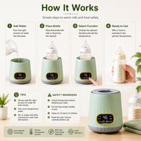 Baby milk warmer with 55 degree warming setting