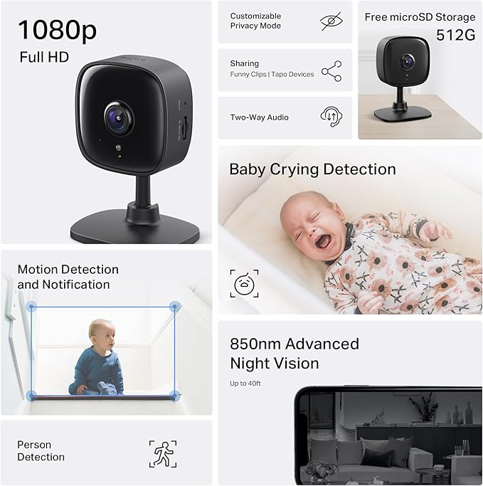 Baby monitor camera with night vision indoor use