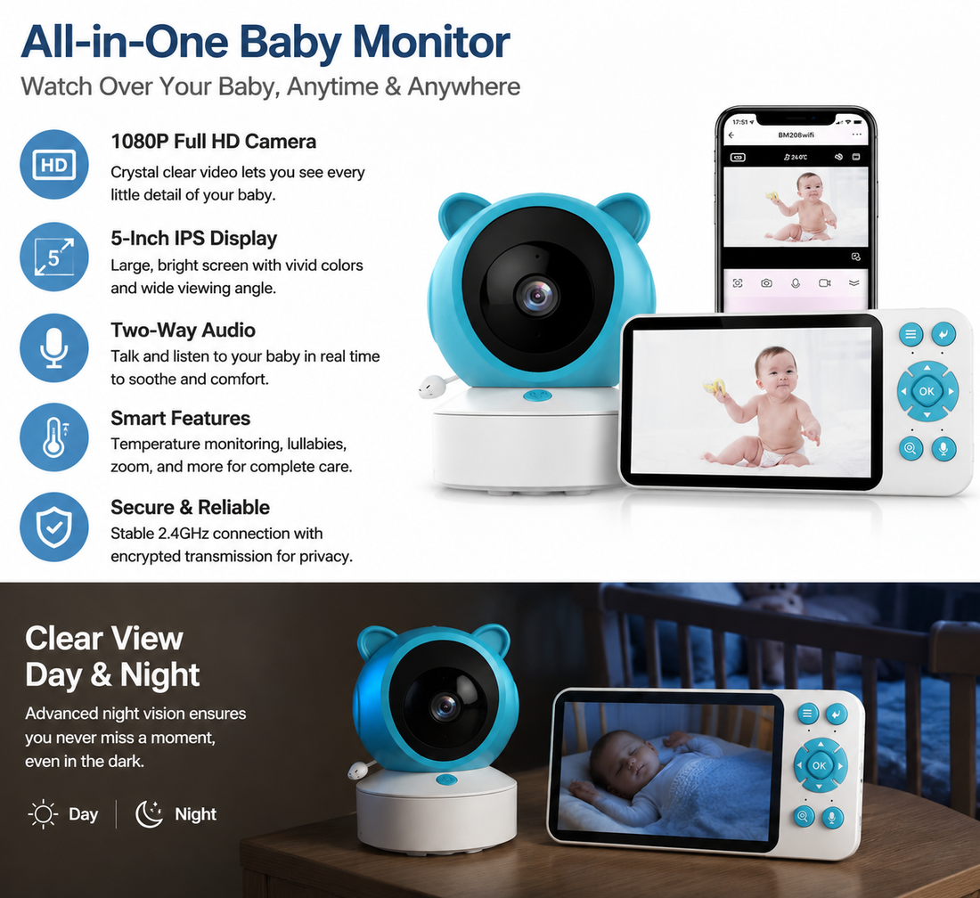 Baby monitor parent display screen with video view