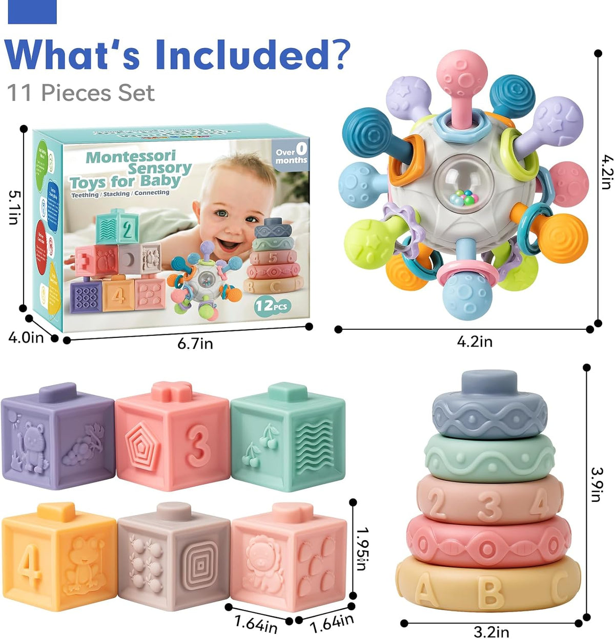 Montessori-inspired baby sensory activity collection for supervised playtime.