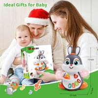 Baby musical bunny toy gift for 1 year old boy girl light up crawling toy for infants