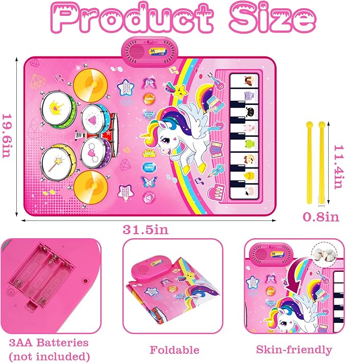 Baby musical mat gift for toddlers piano mat toy for 1-3 year old kids
