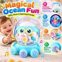 Baby musical octopus toy displaying its light-up elements and colourful design.