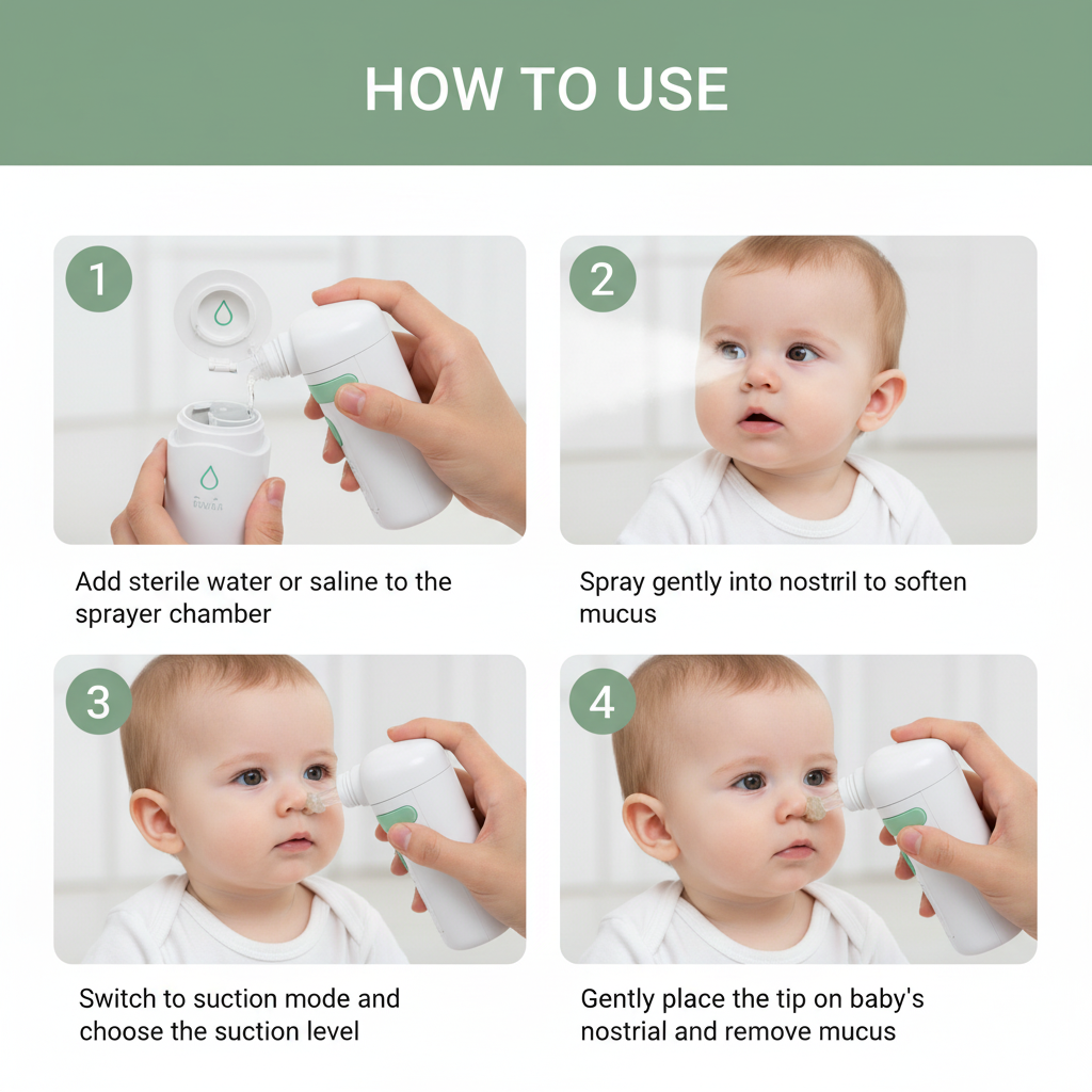 Baby nasal cleaning device with spray function