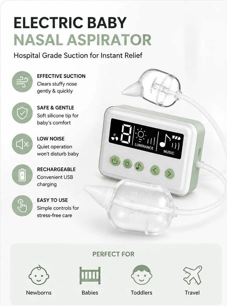 Baby nose cleaner control unit with digital screen