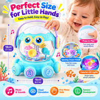 Baby octopus toy showing its interactive hand-beat drum activity surface.