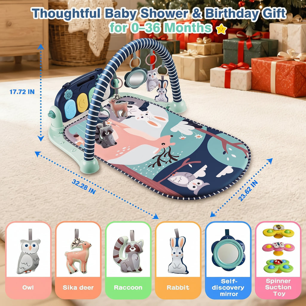 Baby piano activity mat for supervised floor play