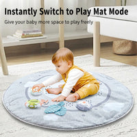 Baby play gym with soft fabric arches and animal toys