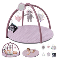 Baby play gym mat with six detachable activity toys