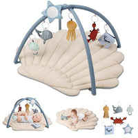 Baby play gym mat with six detachable activity toys