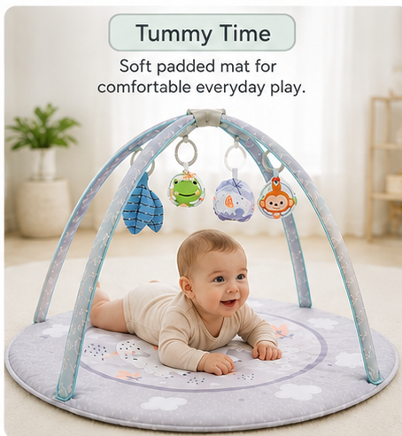Baby play mat with detachable hanging animal activity toys