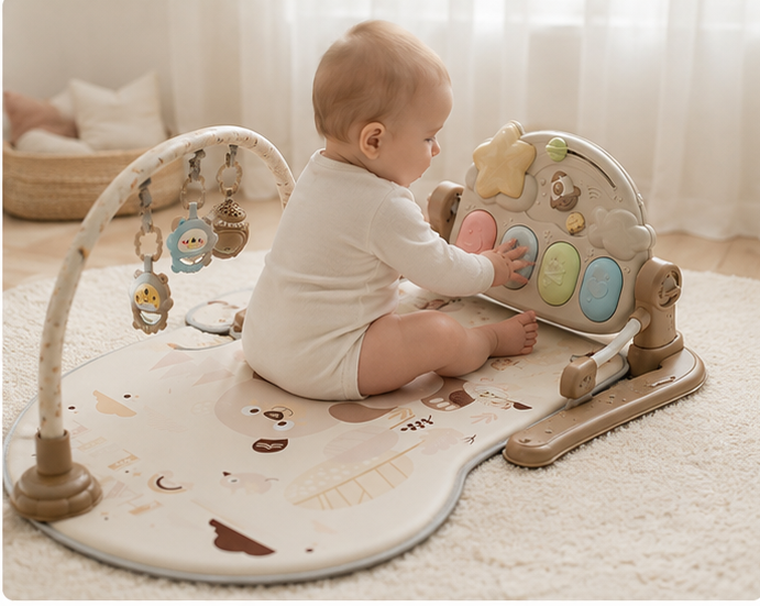 Baby play mat with detachable hanging activity toys