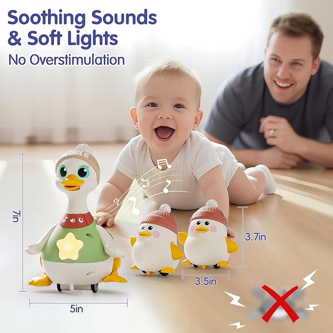 Baby playing duck crawling toy interactive musical toy for infants