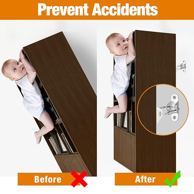 baby proofing furniture safety anchor kit for cabinets and dressers
